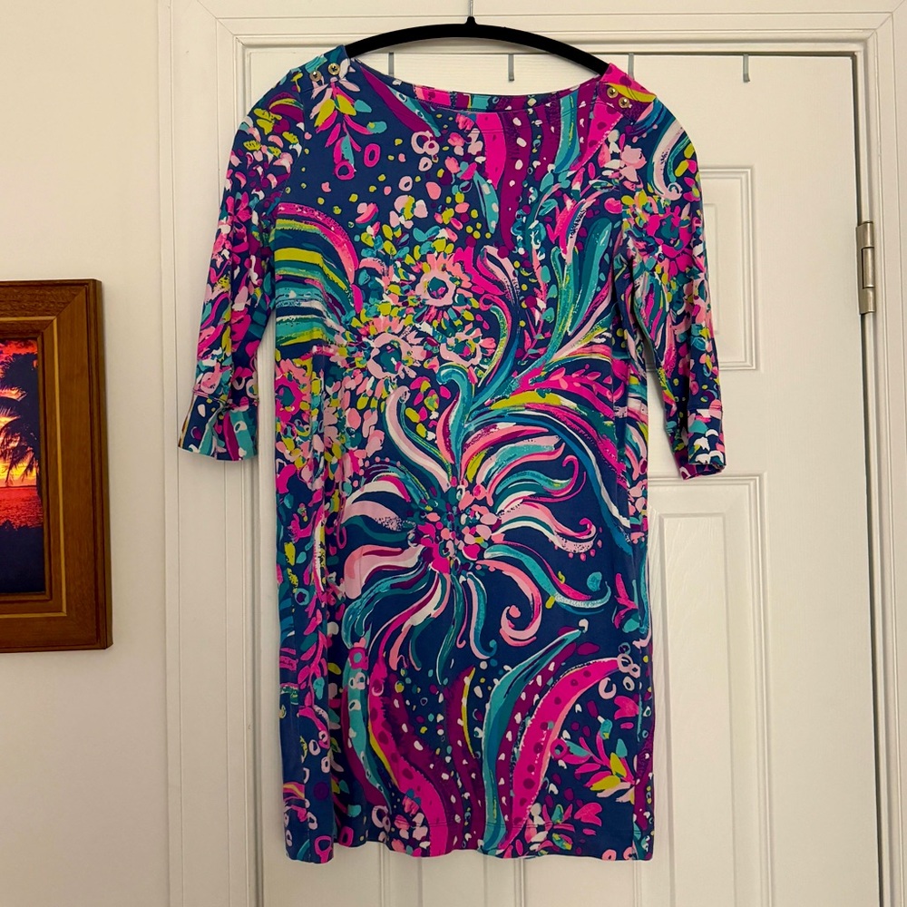 Lilly Pulitzer Girls Sophie Dress in Beautiful Navy Beach Loot